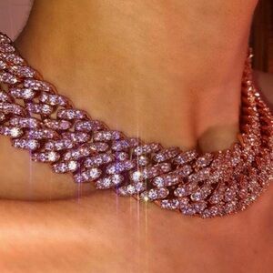 12mm pink cuban choker 16”